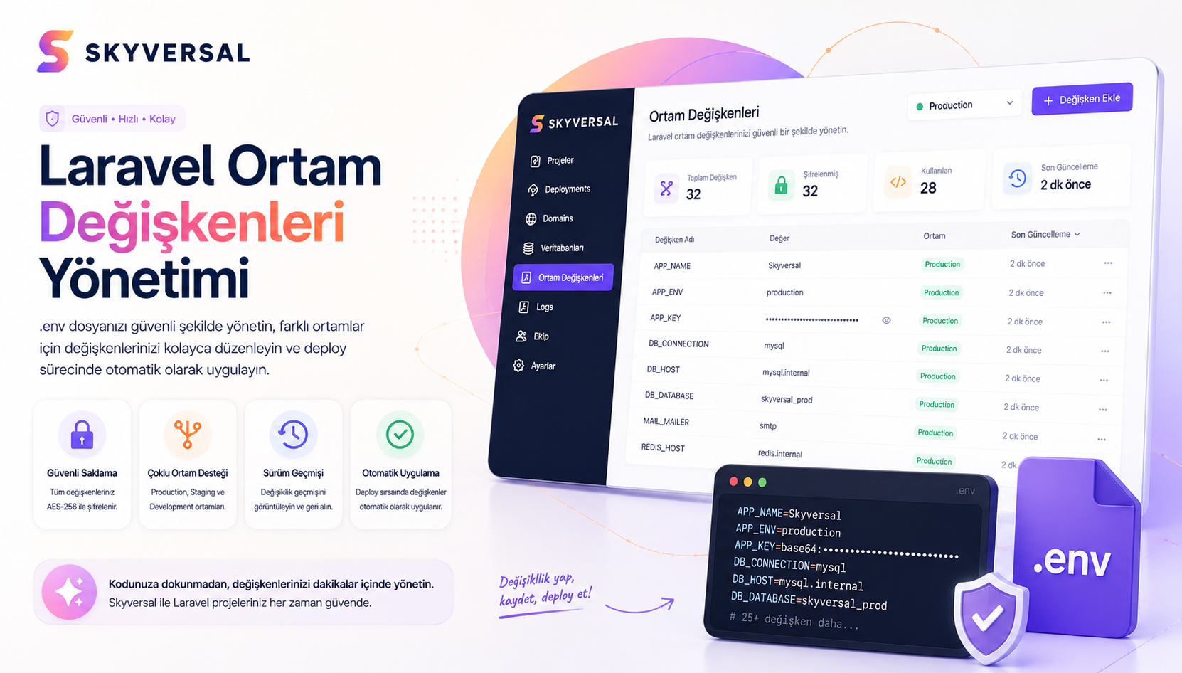 Laravel Ortam Değişkenleri (.env) Yönetimi