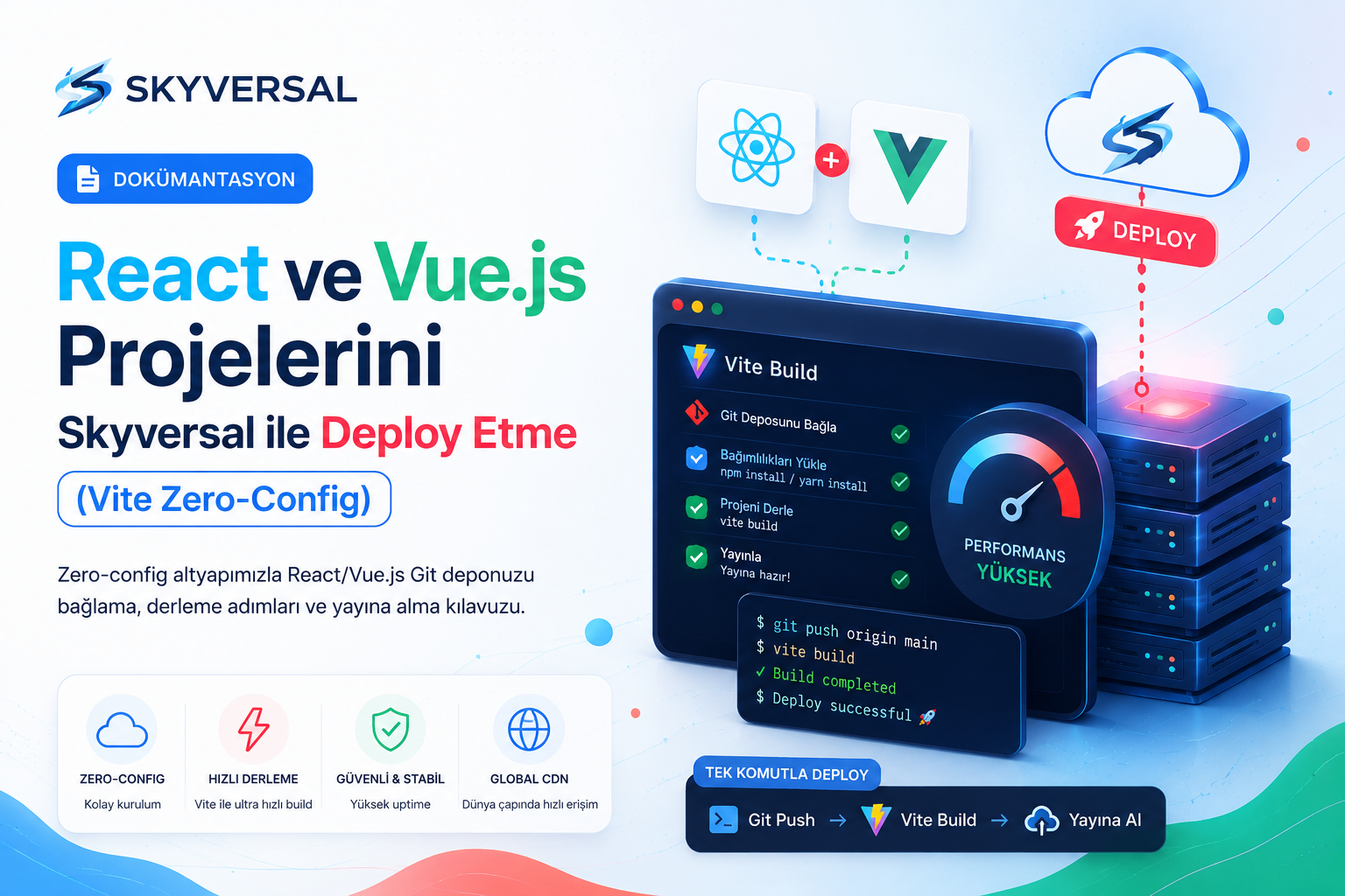 React ve Vue.js Projelerini Skyversal ile Deploy Etme (Vite Zero-Config)